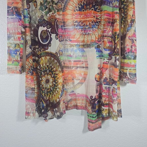 Robert Kitchen Canada Sheer Cardigan Women Large Open Front Artsy Boho Hippie - Picture 7 of 10